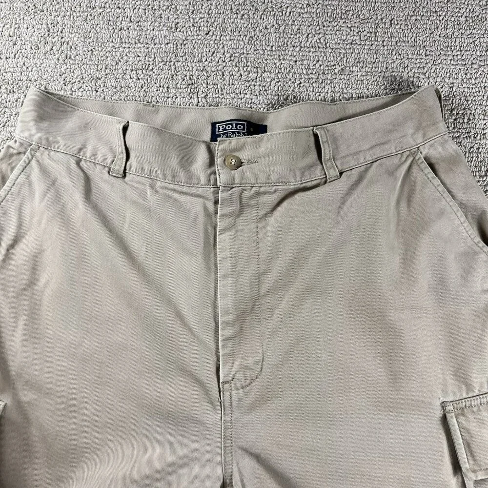 Polo Ralph Lauren Flat Front Cargo Shorts Pockets Beige Men’s Size 34 x 8 - Picture 2 of 6